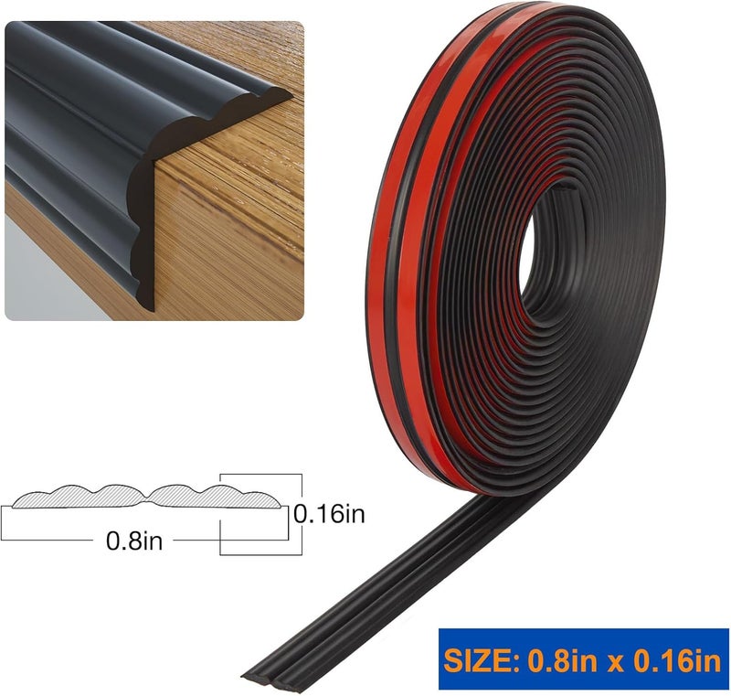 COUKIU Wall Corner Protector, Inside & Outside Self Adhesive Wall Corner Guard&Edge Protector, Flexible Vinyl Corner Moulding Trim Caulk Strip, Peel and Stick Trim for Ceiling, Countertop, Black, 0.8inx20ft - Image 2